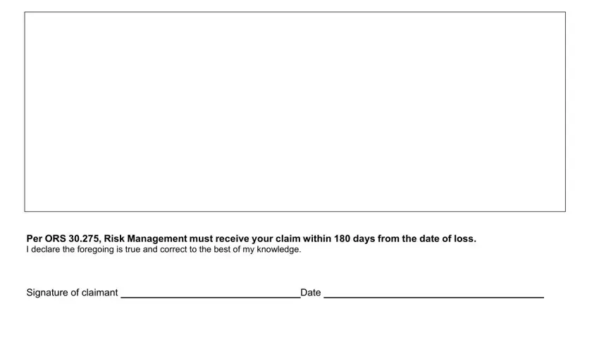 Stage no. 5 for completing oregon form tort