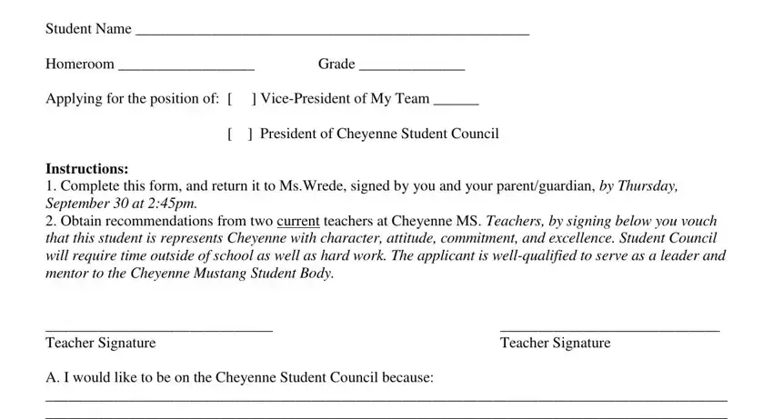 How to fill in student council application stage 1