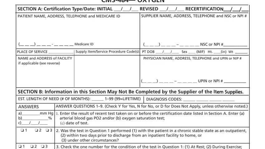 Filling in part 1 of department of health form cms 484