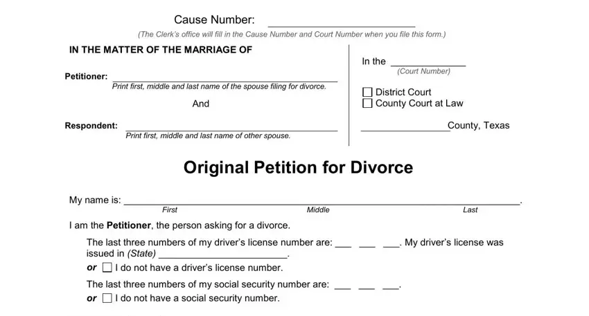 Part number 1 of completing original petition for divorce pdf