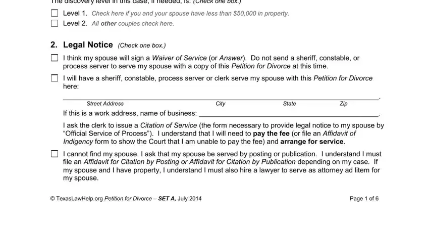 Completing segment 2 of original petition for divorce pdf