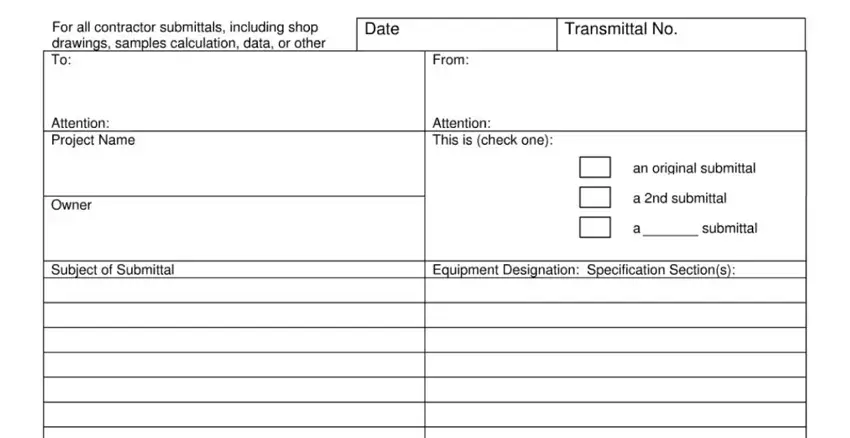 Step no. 1 of completing construction submittals template