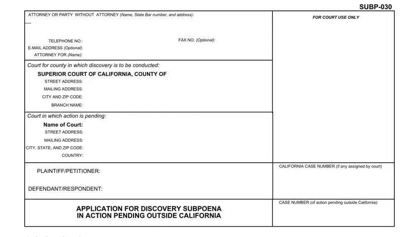 Filling in part 1 in california deponent control
