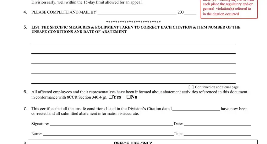 Filling out section 2 of form signed statement