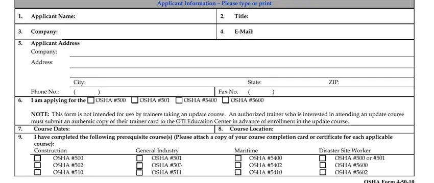 Company, Company, and City of osha prerequisite verification form