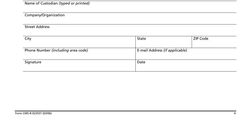 Filling out segment 5 in Form Cms R 0235St