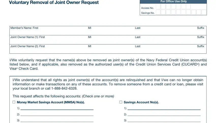 Filling out segment 1 of navy federal remove joint owner