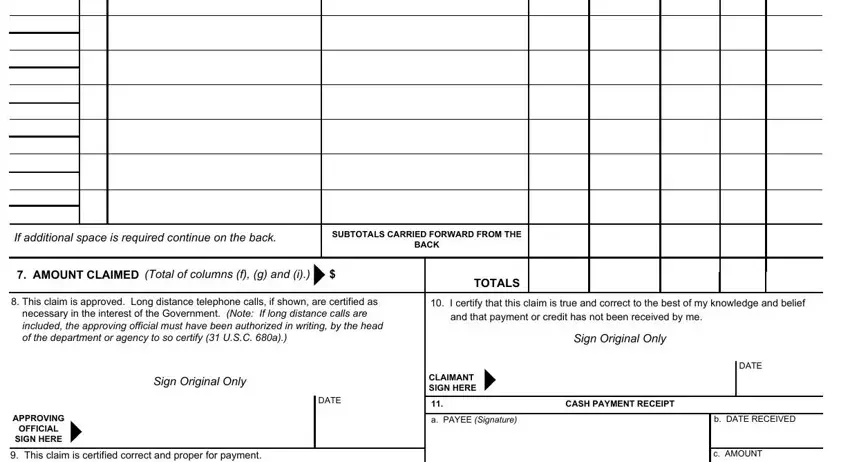Step no. 2 in filling out form 1164 claim
