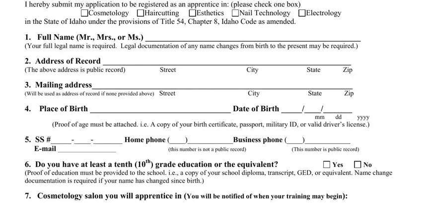 Find out how to fill in bureau of occupational licenses idaho part 1