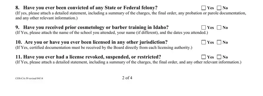 Yes, Yes, and COSCA revised   of of bureau of occupational licenses idaho