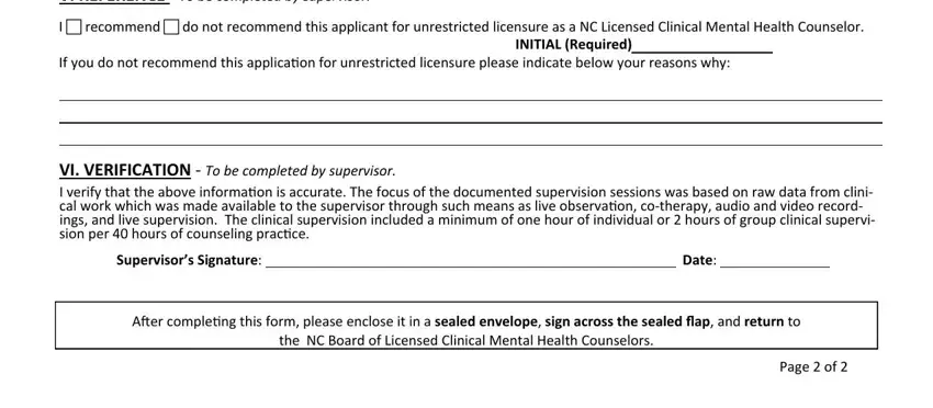 Part # 3 of completing final supervision form