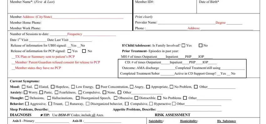 Filling out segment 1 in united behavioral outpatient progress report