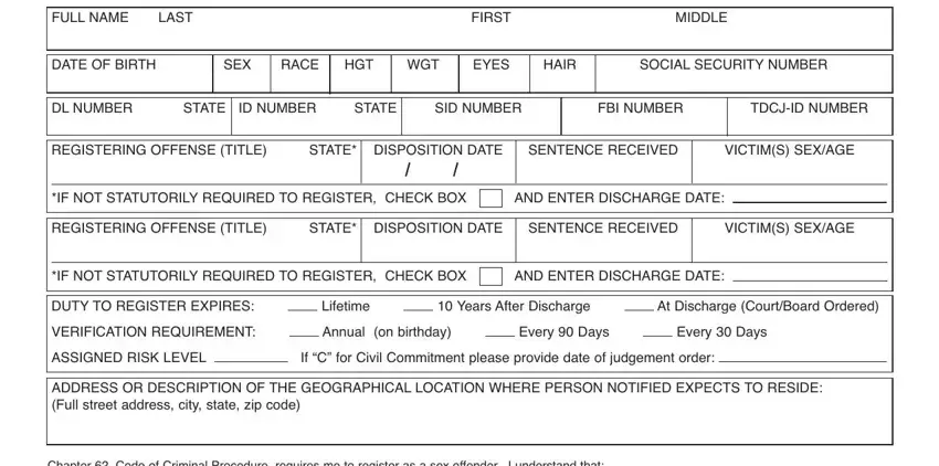 Completing section 1 of texas dps pre releasenotification form cr 32