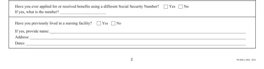 Address, Have you ever applied for or, and Have you previously lived in a of Pa 600 L Sg Form