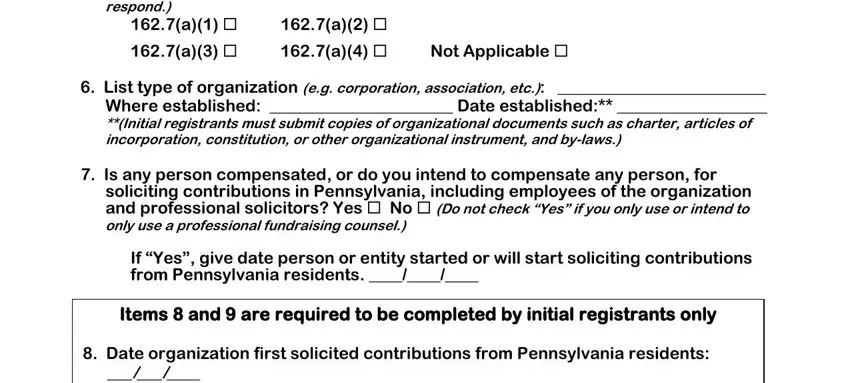 Filling in part 4 of pennsylvania organization registration