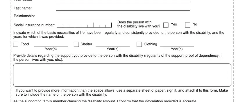 Writing section 2 of t2201 disability tax credit form