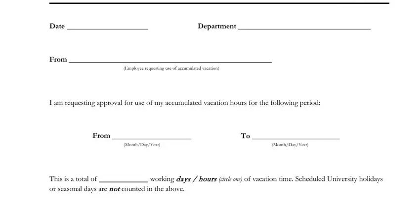 Guidelines on how to fill in employee vacation request form step 1