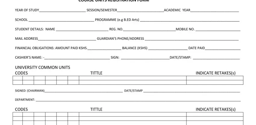 Step no. 1 of filling out pu portal