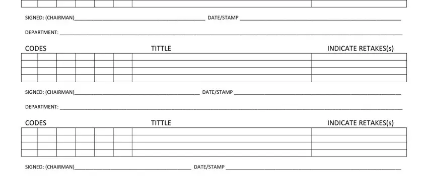 INDICATE RETAKESs, CODES SIGNED CHAIRMAN DATESTAMP, and INDICATE RETAKESs in pu portal