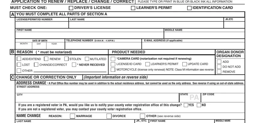A way to fill out pennsylvania dl 901 id stage 1