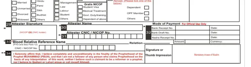Filling in section 3 in nicop form online