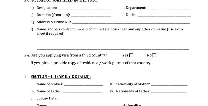 Filling out section 4 of pakistan visa online application form