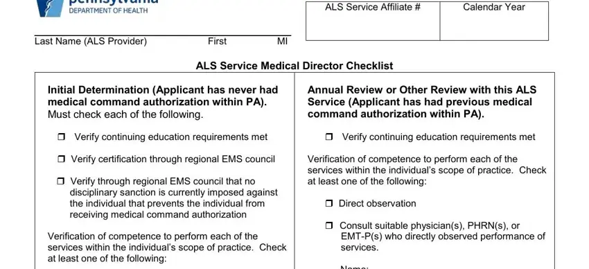 Filling out segment 3 of eastern pa medical command form