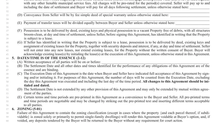 Part # 5 in filling in pa standard agreement for the sale of real estate