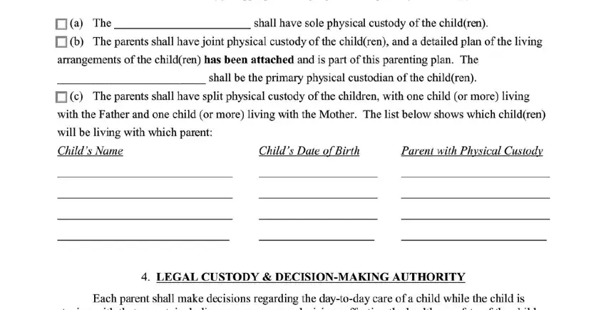The way to prepare online parenting plan forms step 3
