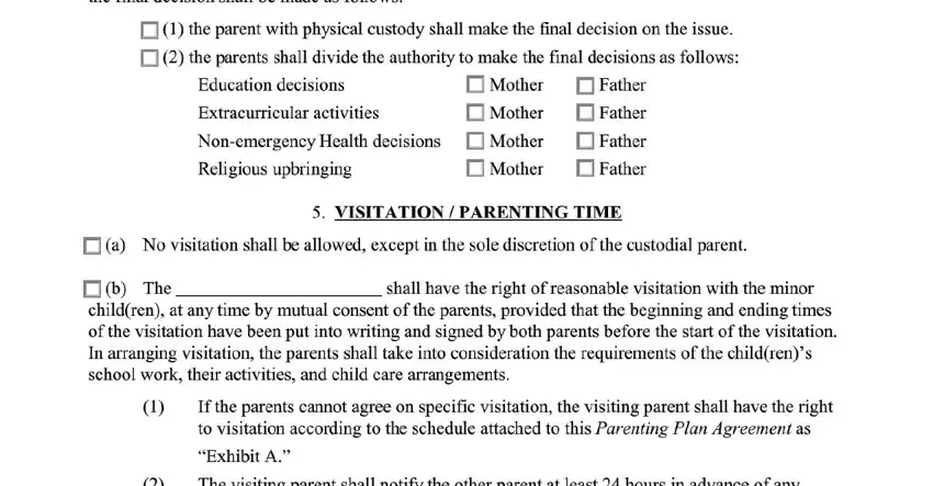 Find out how to prepare online parenting plan forms portion 5