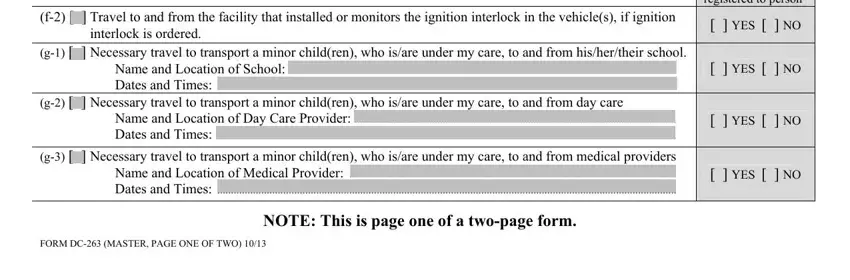 FORM DC MASTER PAGE ONE OF TWO, g   Necessary travel to transport, and Name and Location of Day Care inside Form Dc 263
