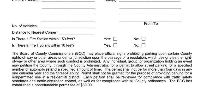 Filling out part 2 of pasco county residential street parking