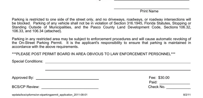 Stage number 3 for submitting pasco county residential street parking