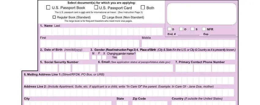 Yes, cid Gender Read Instruction Page, and Place of Birth City  State if in in Passport Form Ds 5504