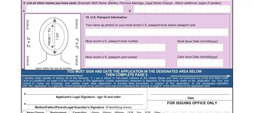 YOU MUST SIGN AND DATE THE, THEN COMPLETE PAGE, and false statements or included false in Passport Form Ds 5504