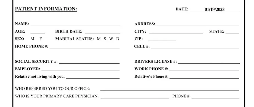 Part number 1 in filling out patient demographics template