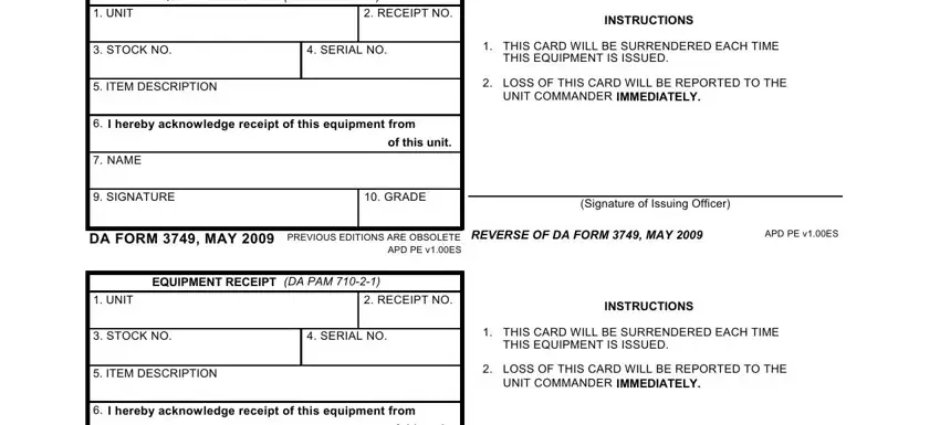 Filling in section 2 of army da form weapons card