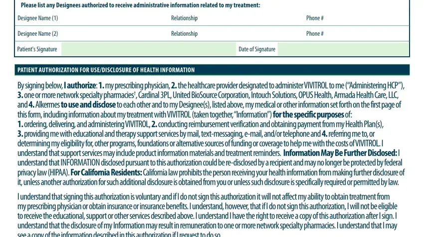 Designee Name  Relationship Phone, PATIENT AUTHORIZATION FOR, and I understand that signing this of aimovig enrolling patient is simple