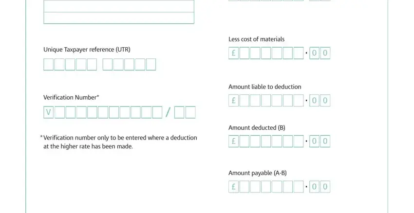 Amount deducted B, Verification number only to be, and Amount liable to deduction inside cis voucher template
