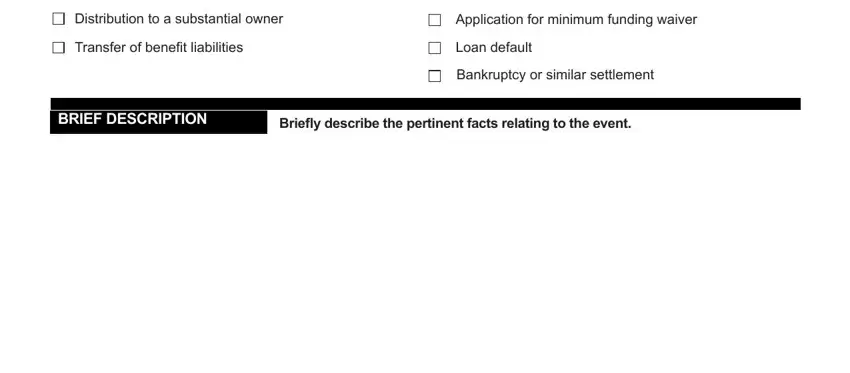 Briely describe the pertinent, Loan default, and Distribution to a substantial owner inside form event reportable
