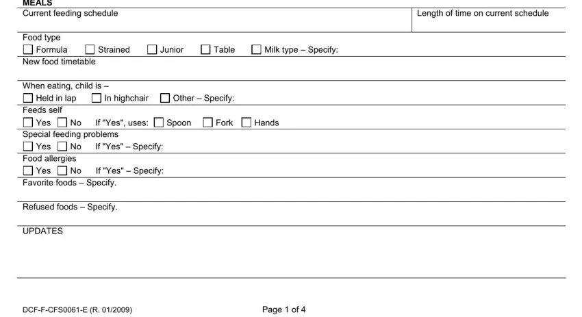 Table, Milk type  Specify, and Other  Specify of Form Dcf F Cfs0061 E