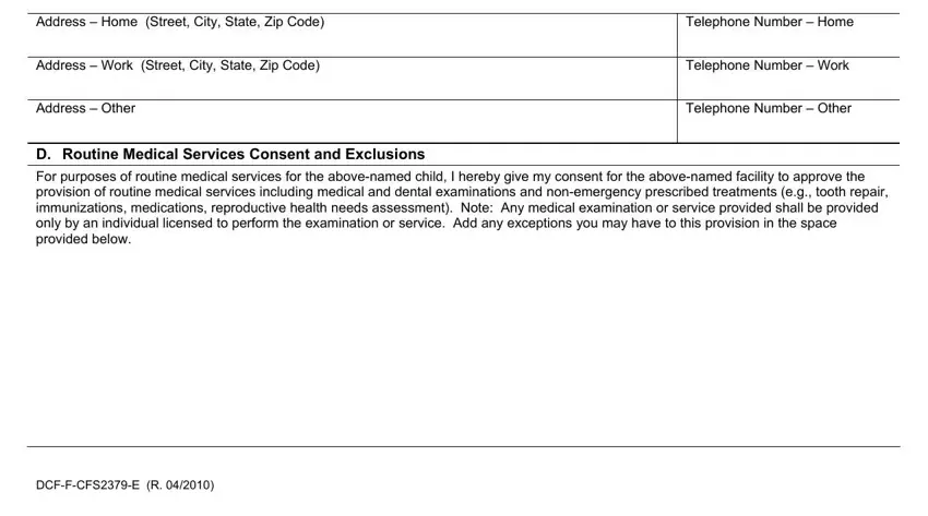 Telephone Number  Other, D Routine Medical Services Consent, and Telephone Number  Home inside dcf form print