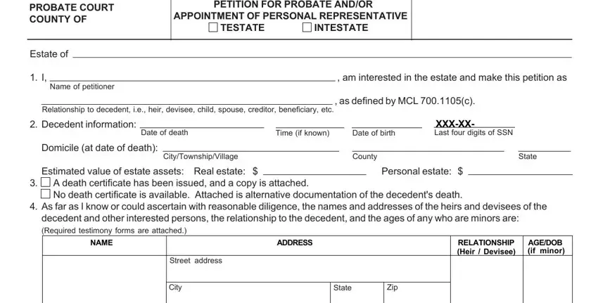 Tips on how to fill in michigan probate personal representative part 1