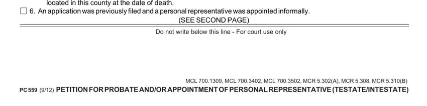 Filling in section 3 in michigan probate personal representative