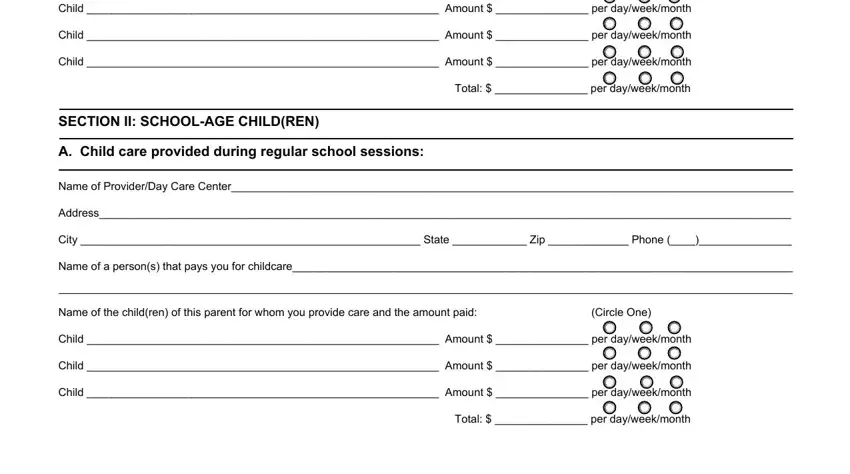 Stage no. 2 in completing verification of child care form