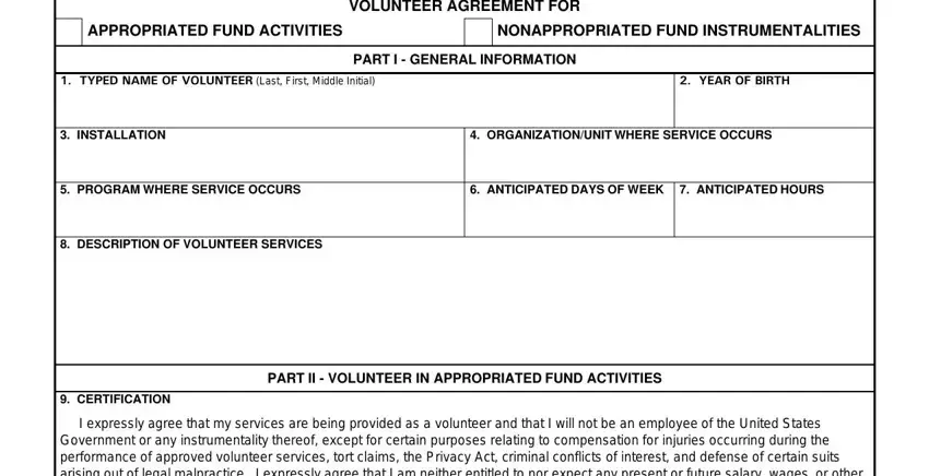 Find out how to complete dd 2793 volunteer agreement stage 1