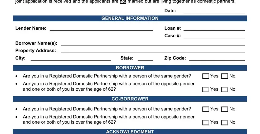 Step number 1 in submitting ca domestic partnership addendum to 1003