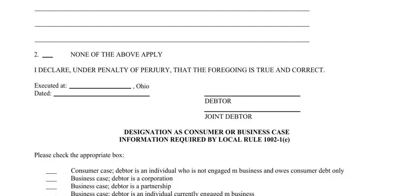 Filling in segment 2 in bankruptcy form 1015 2