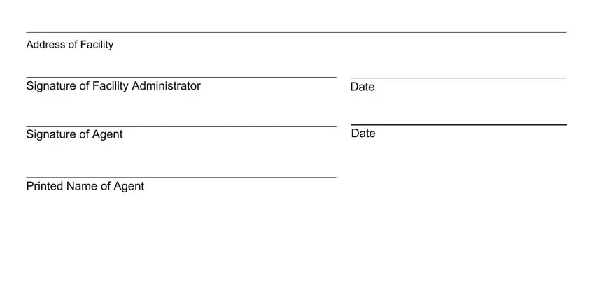 Date, Signature of Facility Administrator, and Printed Name of Agent in Form Hfs 2316