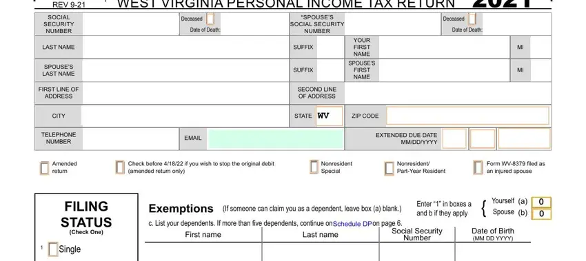 Filling out part 1 of wv state tax form 2020